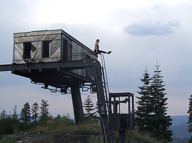 woman working out in wilderness
