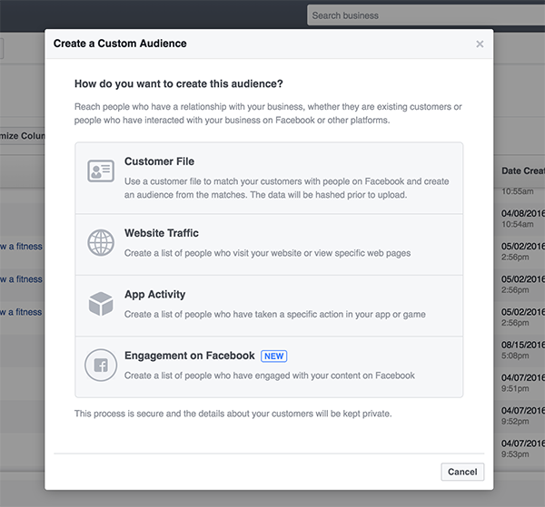 custom audience on facebook